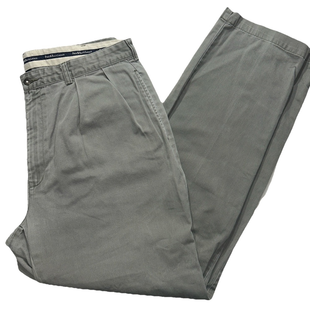 Polo Ralph Lauren 38x34 Grey Straight Leg Classic Chino 90s Pants